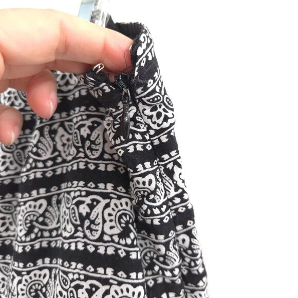 Chaps Boho black & white midi skirt Size 16 tiered A-line peasant - Picture 2 of 6